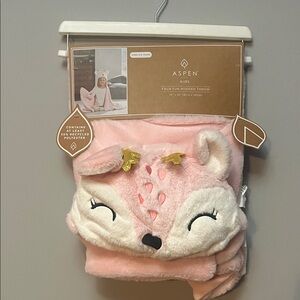Aspen Kids Pink Faux Fur Hooded Throw
